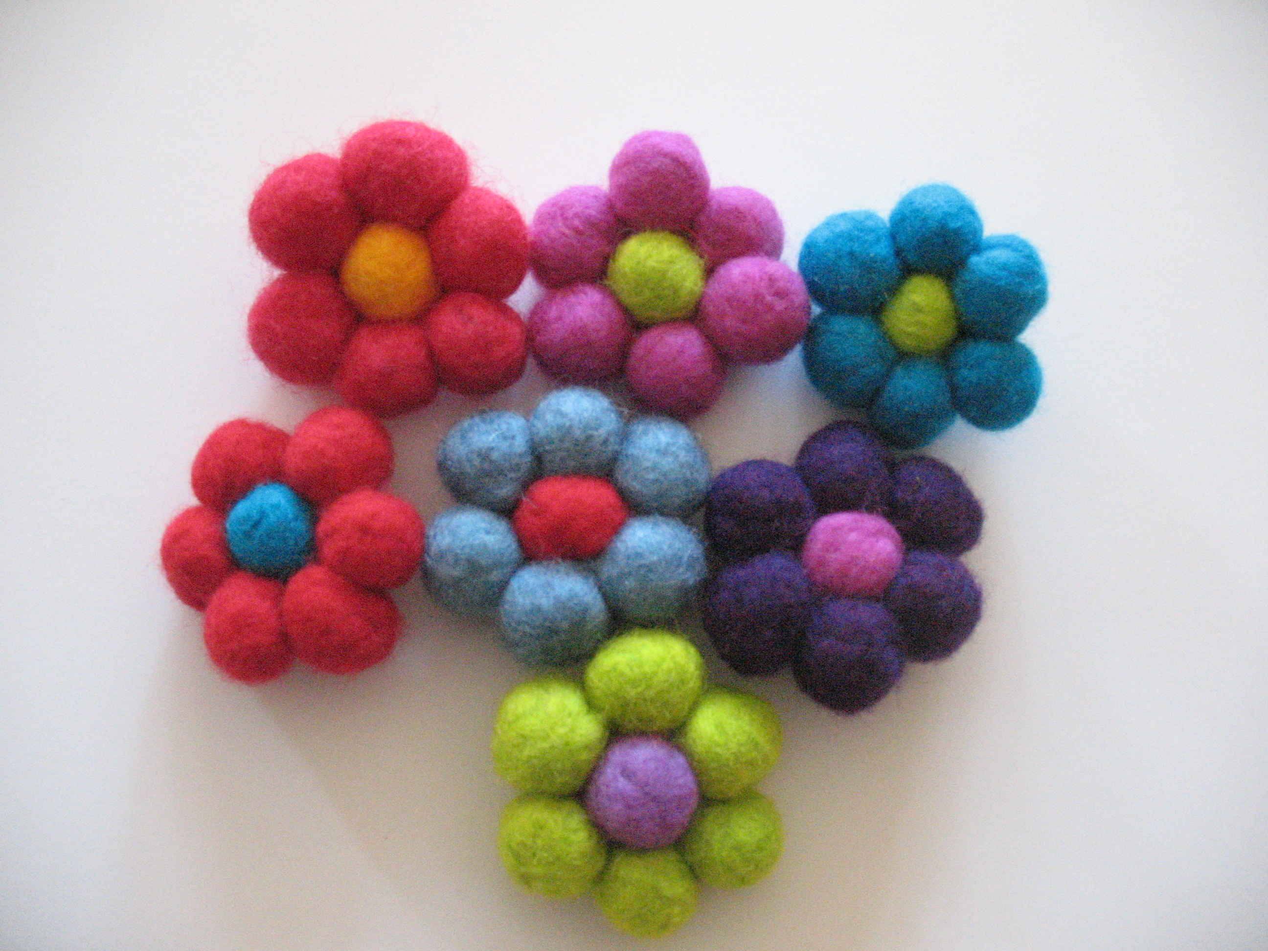 Felt Ball Flower Brooches on Luulla